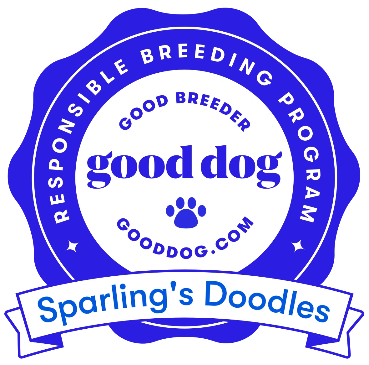 Good Dog Responsible Breeding Program badge — Sparling's Doodles